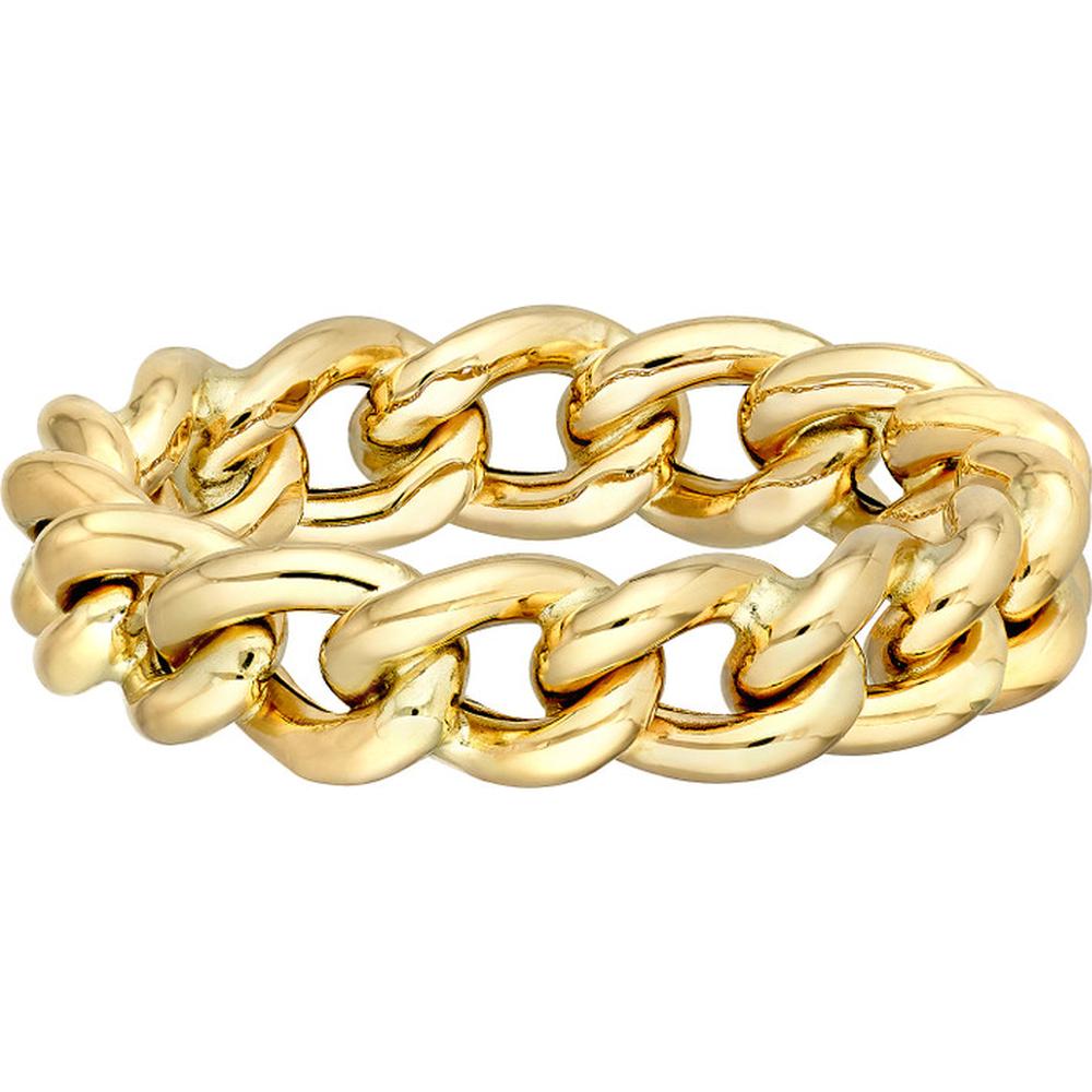 Olas d'Oro - 14K Yellow Gold Concave Open Curb Ring - Size 7