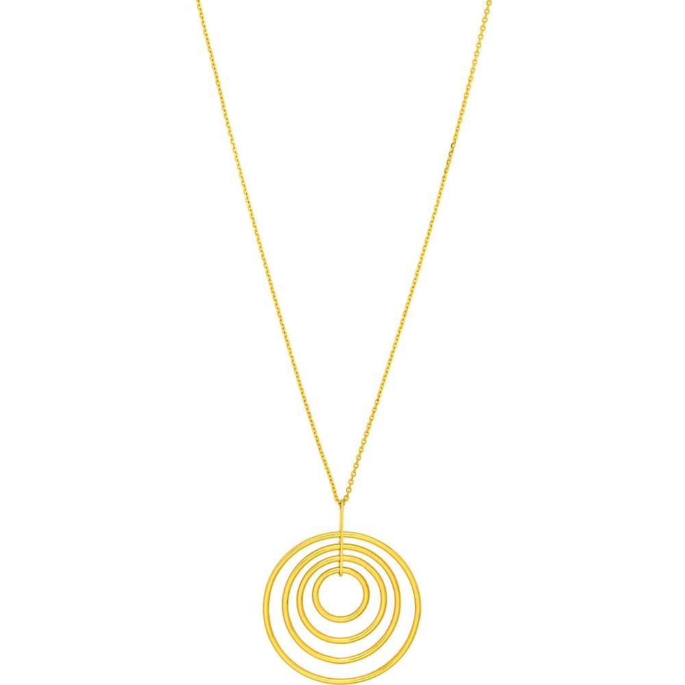 Olas d'Oro - 14K Yellow Gold Concentric Circle Pendant Necklace with 2" Extender