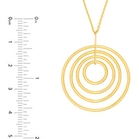 Olas d'Oro - 14K Yellow Gold Concentric Circle Pendant Necklace with 2" Extender