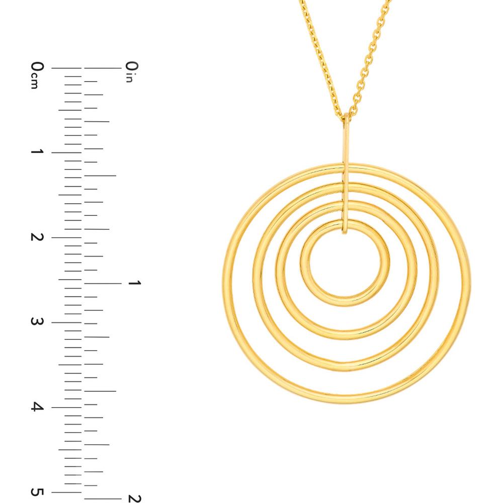Olas d'Oro - 14K Yellow Gold Concentric Circle Pendant Necklace with 2" Extender