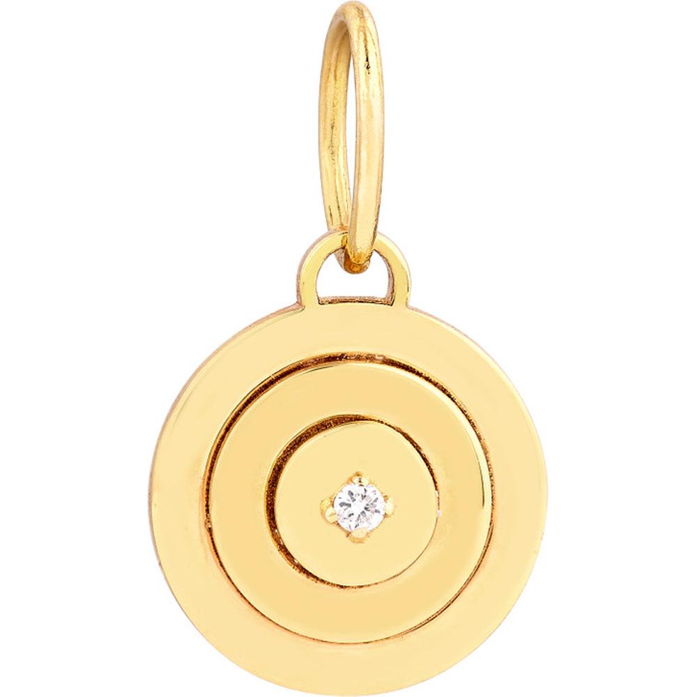 Olas d'Oro - 14K Yellow Gold Concentric Circle Pendant with 1.5pt Diamond