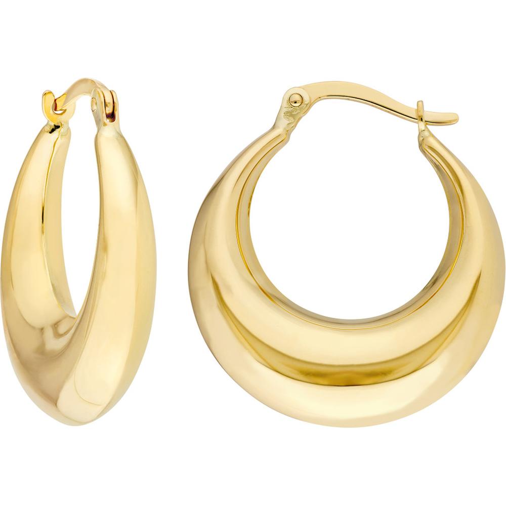Olas d'Oro - 14K Yellow Gold Crescent Hoop Earrings with Hinge Back Closure