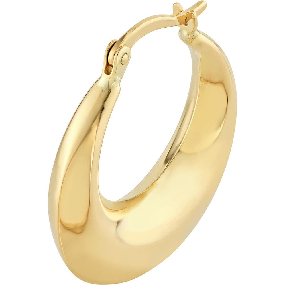 Olas d'Oro - 14K Yellow Gold Crescent Hoop Earrings with Hinge Back Closure