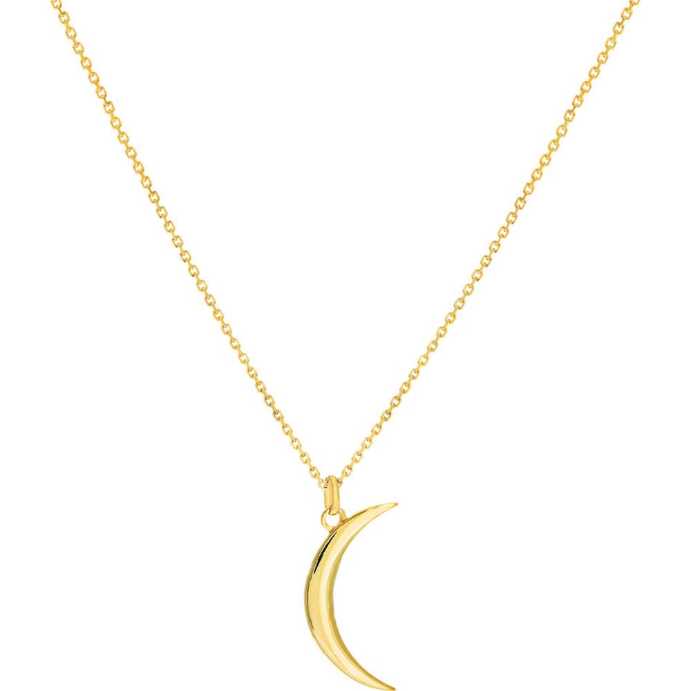 Olas d'Oro - 14K Yellow Gold Crescent Moon Pendant Necklace