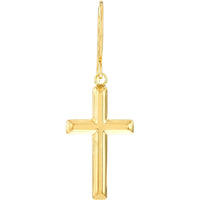 Olas d'Oro - 14K Yellow Gold Cross Dangle Earrings with Fish Hook Closure 1.55 Grams Total Weight