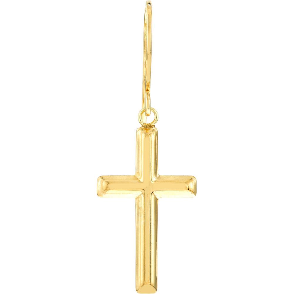 Olas d'Oro - 14K Yellow Gold Cross Dangle Earrings with Fish Hook Closure 1.55 Grams Total Weight