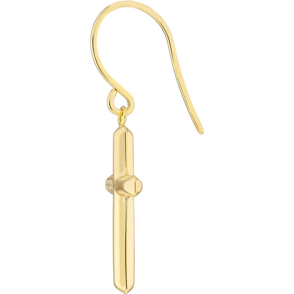 Olas d'Oro - 14K Yellow Gold Cross Dangle Earrings with Fish Hook Closure 1.55 Grams Total Weight