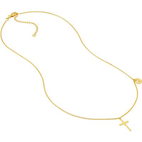 Olas d'Oro - 14K Yellow Gold Cross Pendant Necklace with Cutout Cross Disc Dangle