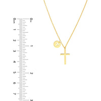 Olas d'Oro - 14K Yellow Gold Cross Pendant Necklace with Cutout Cross Disc Dangle