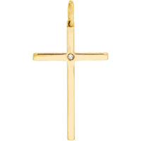 Olas d'Oro - 14K Yellow Gold Cross Pendant with 1pt Diamond