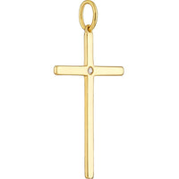 Olas d'Oro - 14K Yellow Gold Cross Pendant with 1pt Diamond