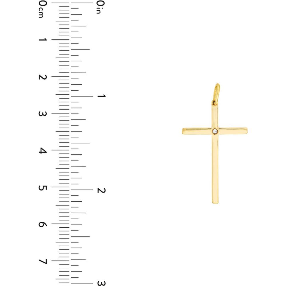 Olas d'Oro - 14K Yellow Gold Cross Pendant with 1pt Diamond