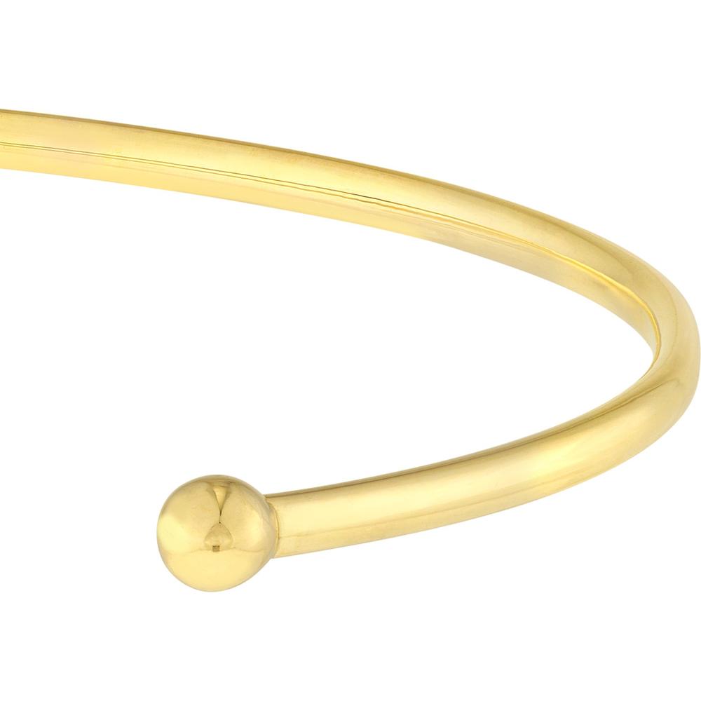 Olas d'Oro - 14K Yellow Gold Cuff Bangle with Beaded Ends - 1.74 Grams Weight