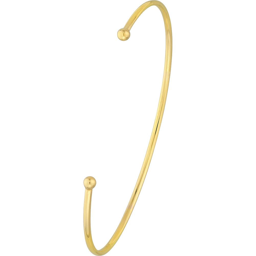 Olas d'Oro - 14K Yellow Gold Cuff Bangle with Beaded Ends - 1.74 Grams Weight
