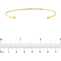 Olas d'Oro - 14K Yellow Gold Cuff Bangle with Beaded Ends - 1.74 Grams Weight
