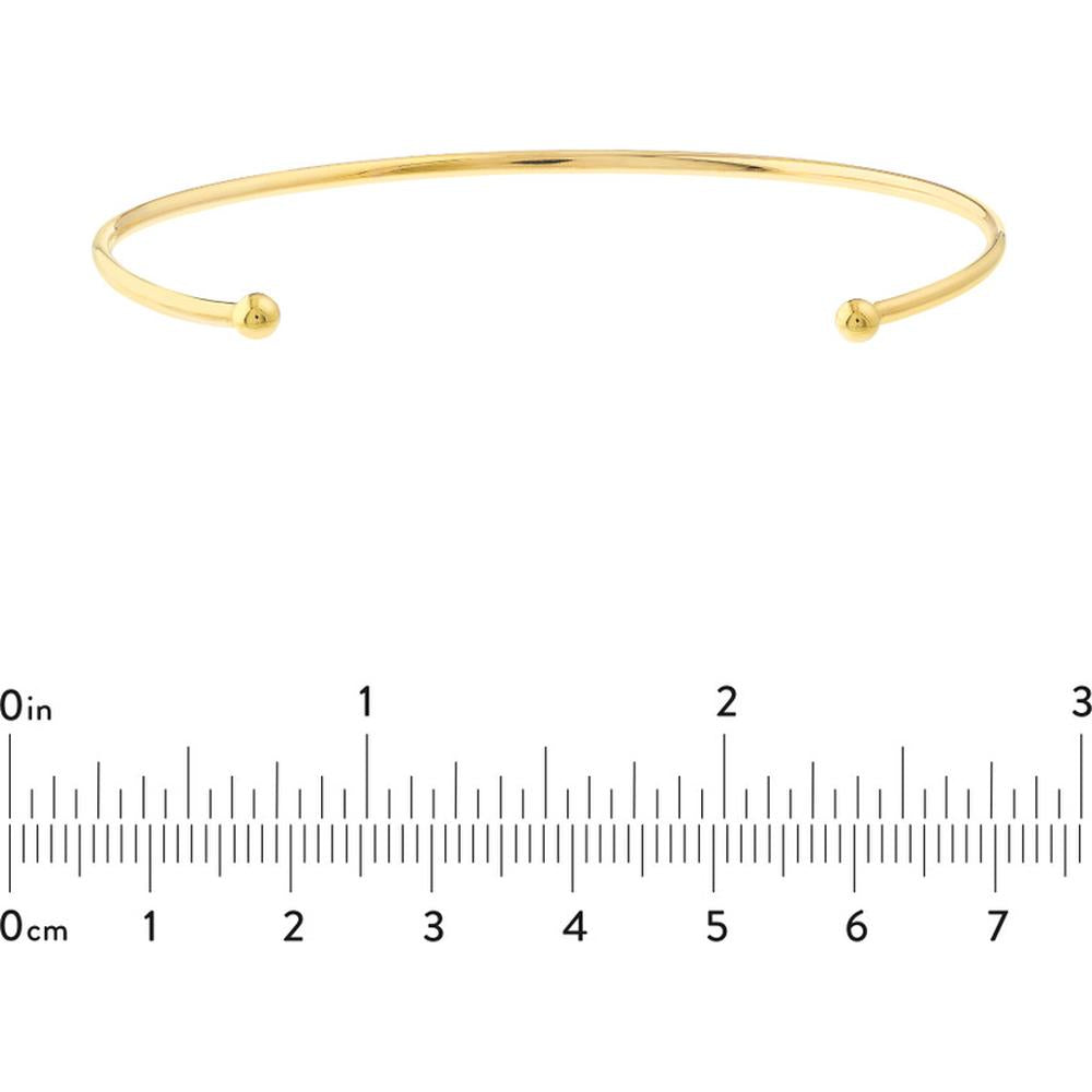 Olas d'Oro - 14K Yellow Gold Cuff Bangle with Beaded Ends - 1.74 Grams Weight