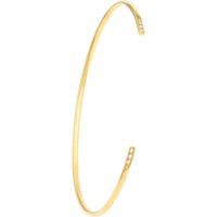 Olas d'Oro - 14K Yellow Gold Cuff Bangle with Diamond Ends - 1/20tcw Diamond Total Weight