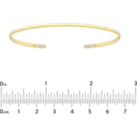 Olas d'Oro - 14K Yellow Gold Cuff Bangle with Diamond Ends - 1/20tcw Diamond Total Weight