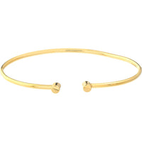 Olas d'Oro - 14K Yellow Gold Cuff Bangle with Round Ends - Adjustable Fit