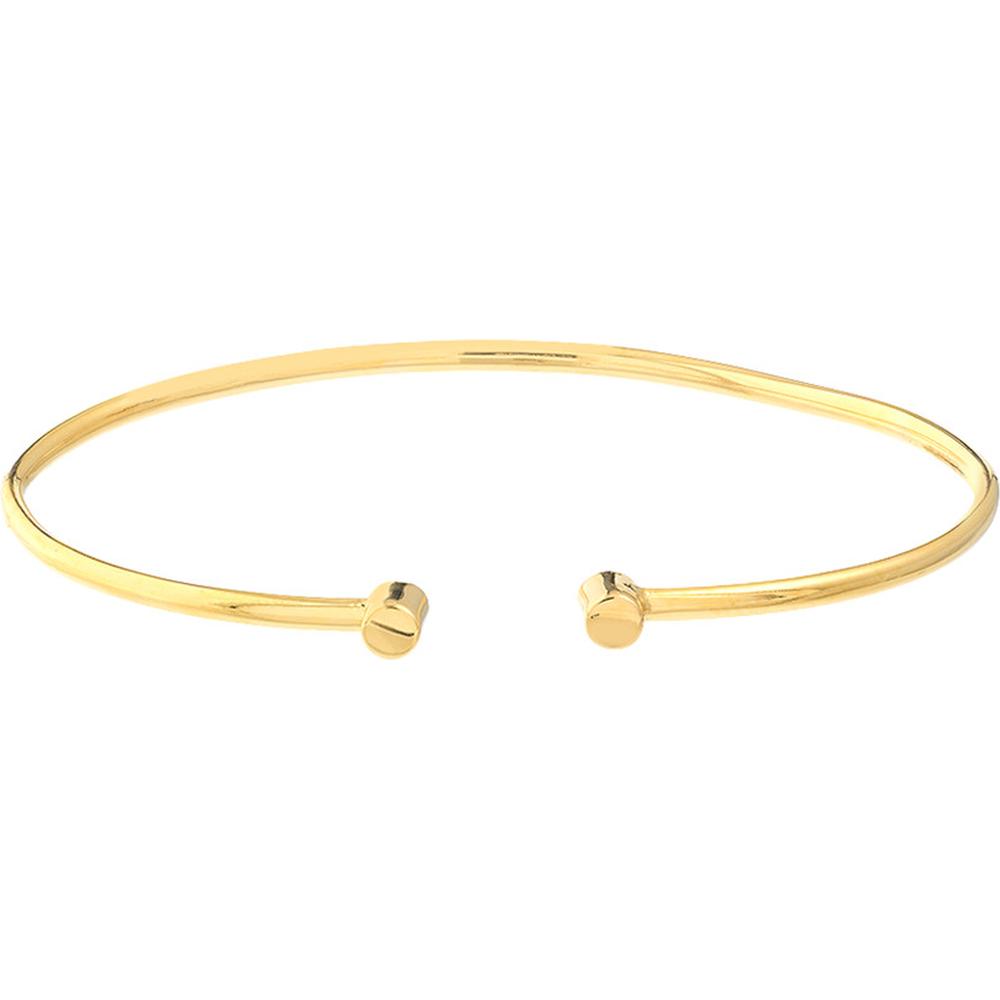 Olas d'Oro - 14K Yellow Gold Cuff Bangle with Round Ends - Adjustable Fit