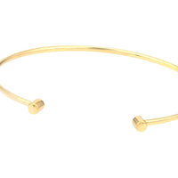Olas d'Oro - 14K Yellow Gold Cuff Bangle with Round Ends - Adjustable Fit