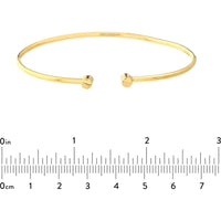 Olas d'Oro - 14K Yellow Gold Cuff Bangle with Round Ends - Adjustable Fit