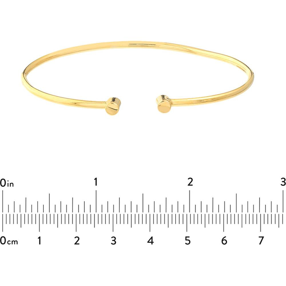 Olas d'Oro - 14K Yellow Gold Cuff Bangle with Round Ends - Adjustable Fit