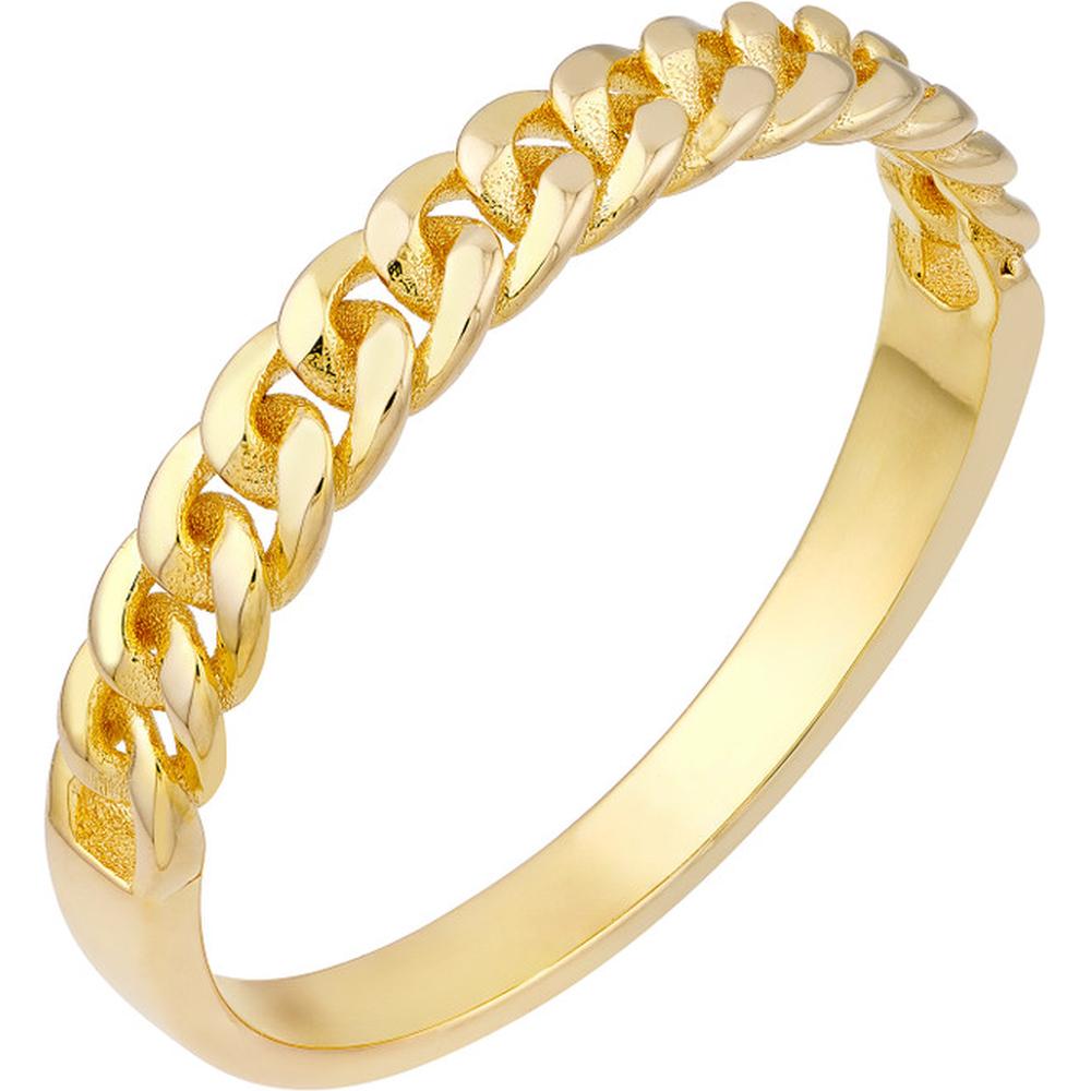 Olas d'Oro - 14K Yellow Gold Curb Chain Design Ring - Size 8 - 1.50 Grams
