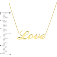 Olas d'Oro - 14K Yellow Gold Cursive Love Adjustable Necklace with Lobster Clasp 2.25 Grams