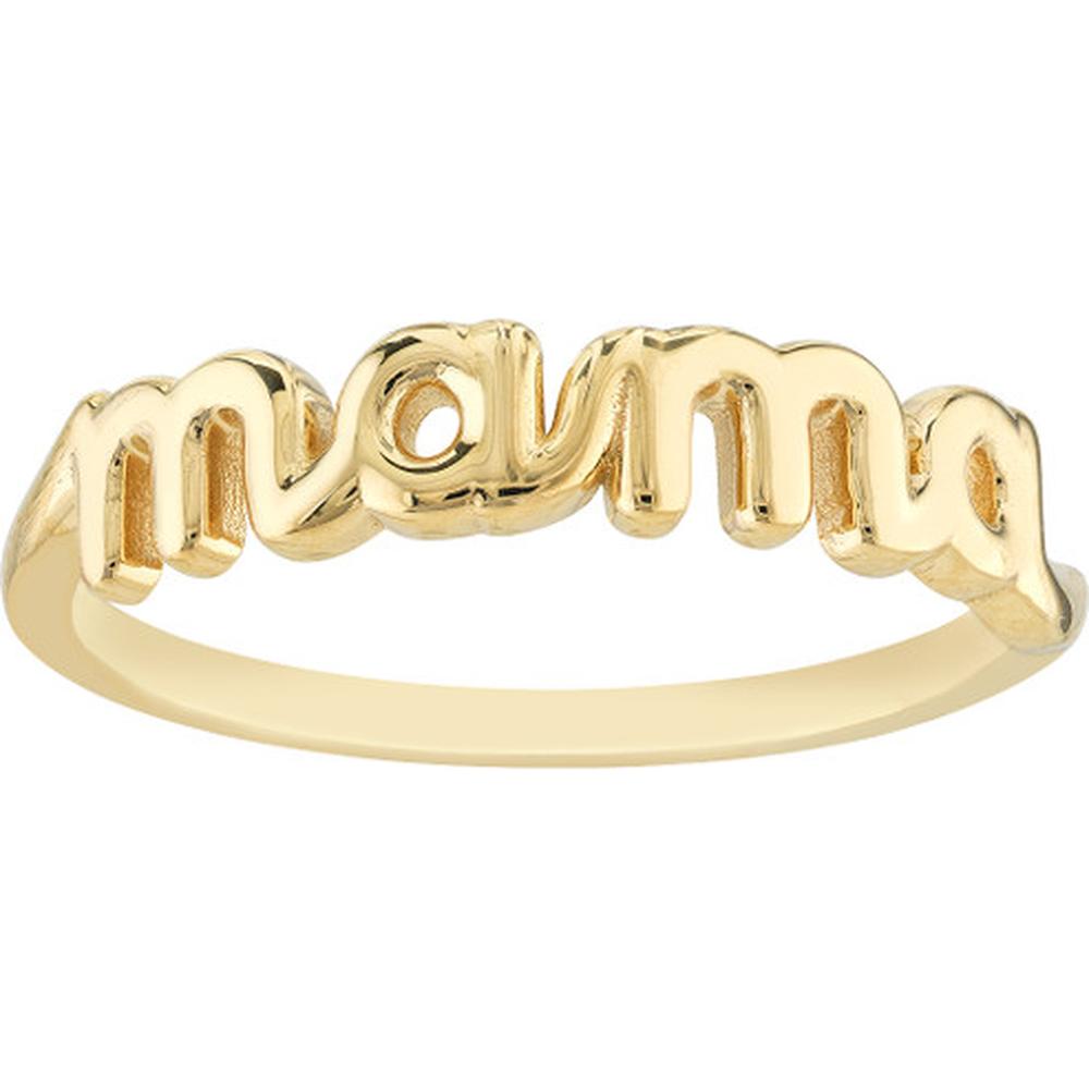 Olas d'Oro - 14K Yellow Gold Cursive Mama Ring - Size 7 - Timeless Sentimental Jewelry