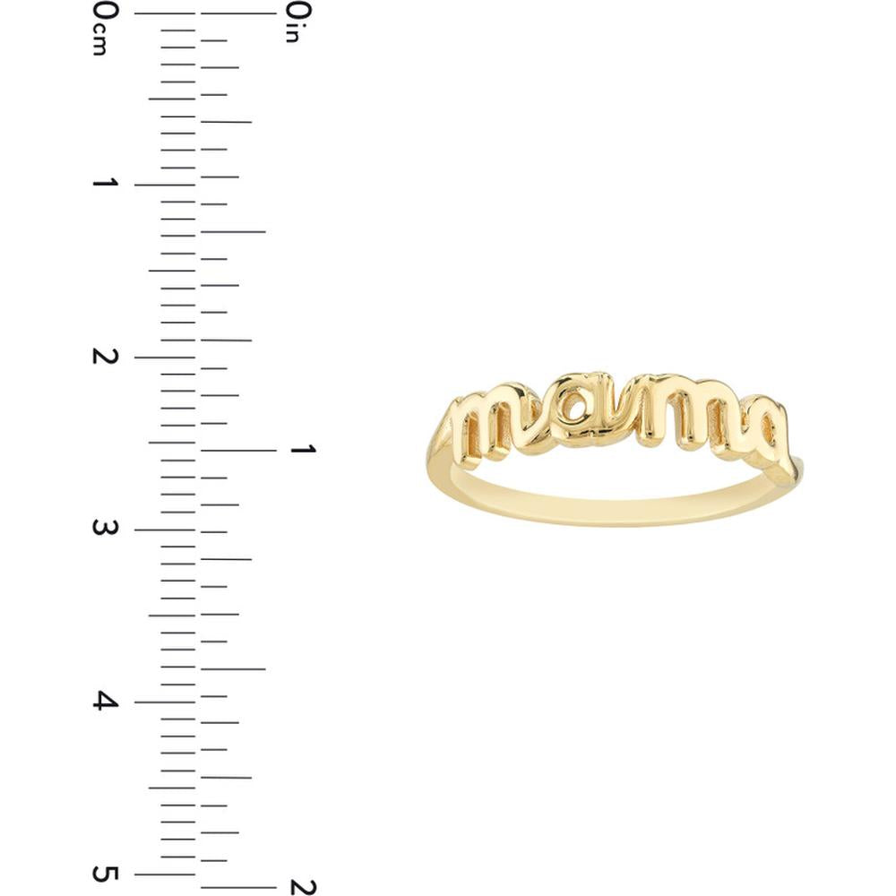 Olas d'Oro - 14K Yellow Gold Cursive "Mama" Ring - Size 8