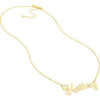 Olas d'Oro - 14K Yellow Gold Cursive Nameplate Necklace - Adjustable 16-18" Length