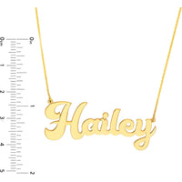 Olas d'Oro - 14K Yellow Gold Cursive Nameplate Necklace - Adjustable 16-18" Length