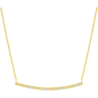 Olas d'Oro - 14K Yellow Gold Curved Bar Necklace with 1/5 Total Carat Weight Diamonds