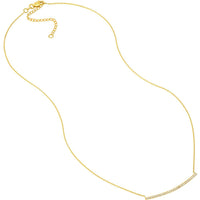 Olas d'Oro - 14K Yellow Gold Curved Bar Necklace with 1/5 Total Carat Weight Diamonds
