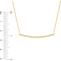 Olas d'Oro - 14K Yellow Gold Curved Bar Necklace with 1/5 Total Carat Weight Diamonds