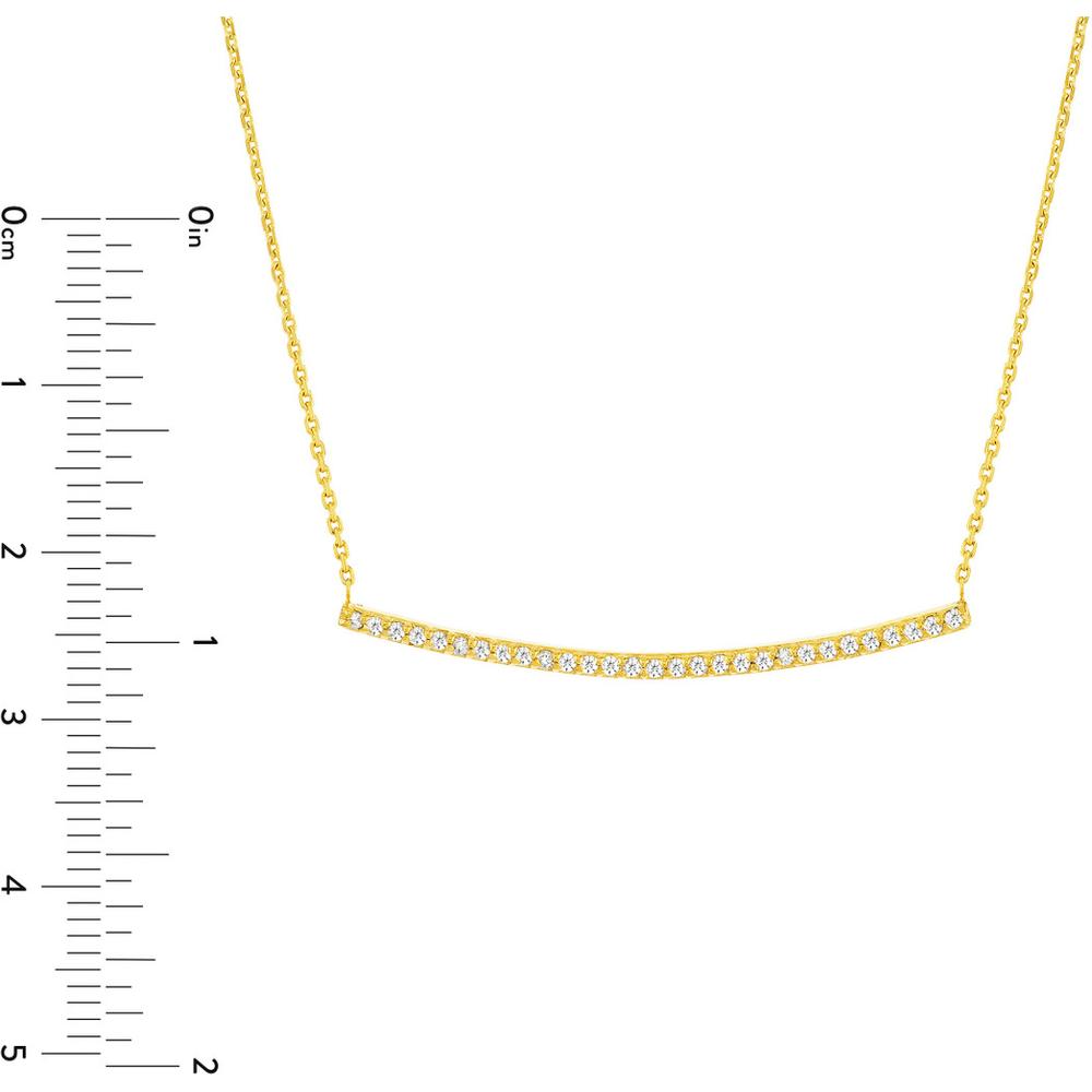 Olas d'Oro - 14K Yellow Gold Curved Bar Necklace with 1/5 Total Carat Weight Diamonds