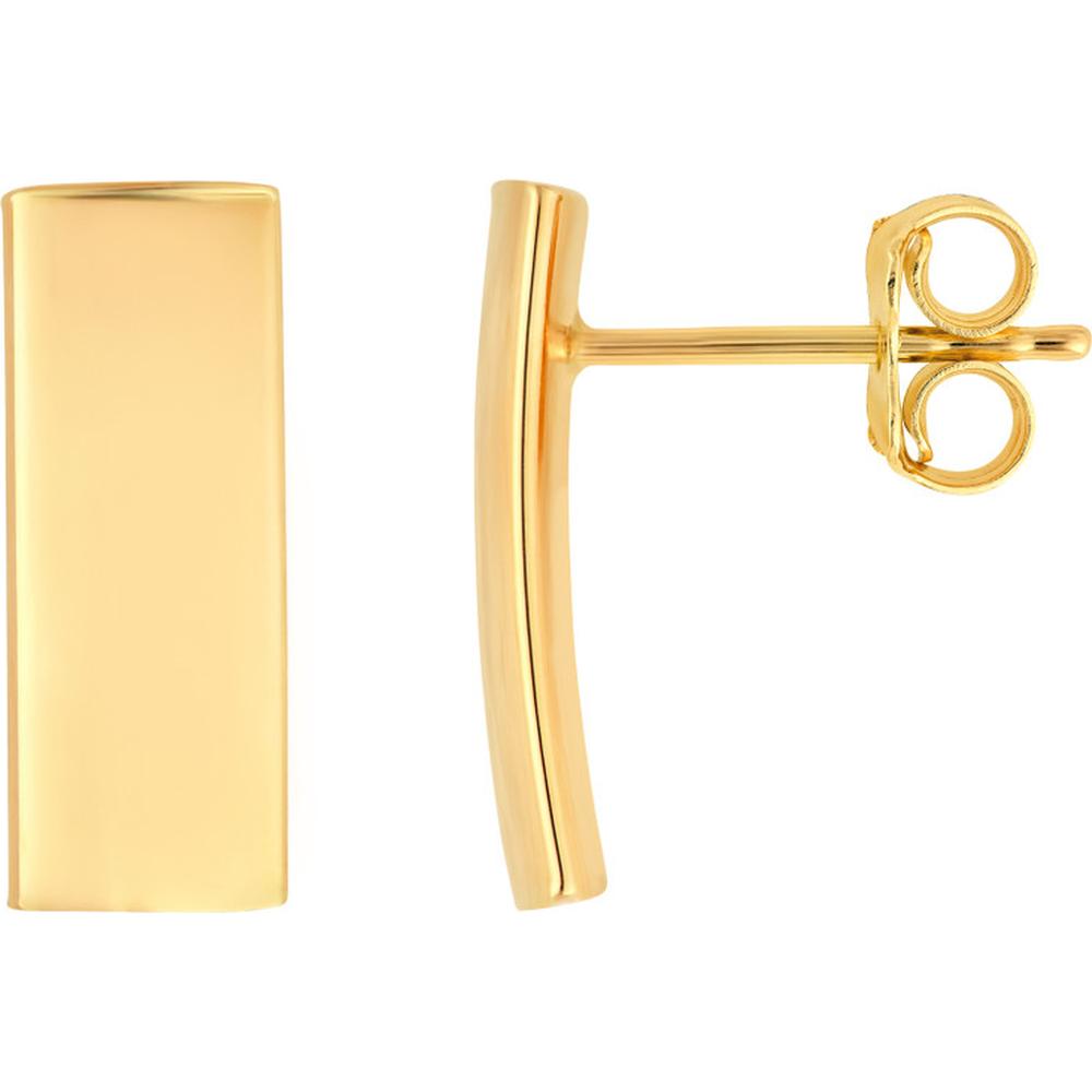 Olas d'Oro - 14K Yellow Gold Curved Bar Stud Earrings - 1.30 Grams Total Weight