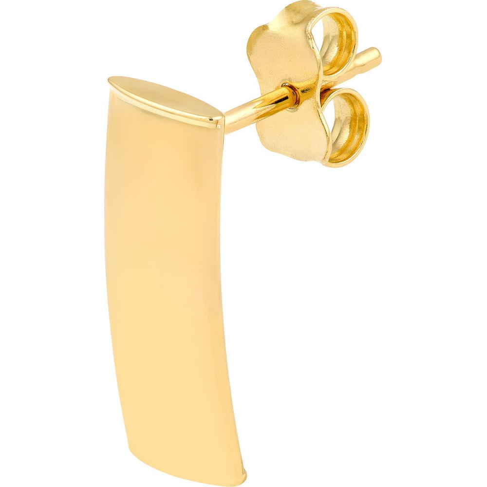 Olas d'Oro - 14K Yellow Gold Curved Bar Stud Earrings - 1.30 Grams Total Weight
