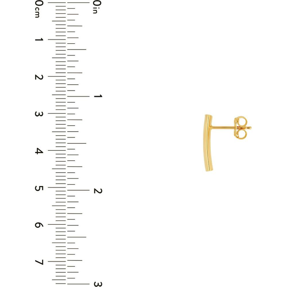 Olas d'Oro - 14K Yellow Gold Curved Bar Stud Earrings - 1.30 Grams Total Weight