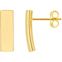 Olas d'Oro - 14K Yellow Gold Curved Bar Stud Earrings
