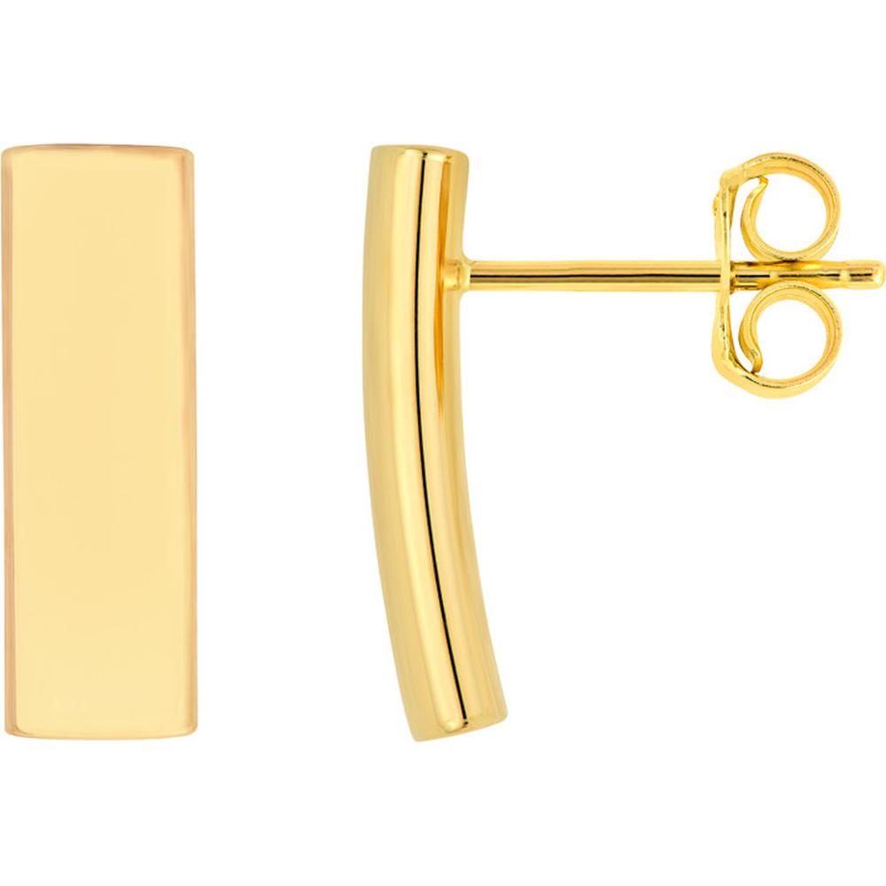 Olas d'Oro - 14K Yellow Gold Curved Bar Stud Earrings