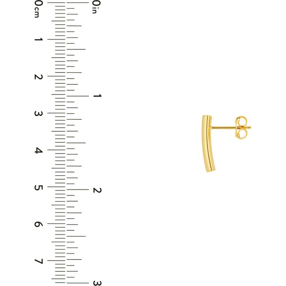 Olas d'Oro - 14K Yellow Gold Curved Bar Stud Earrings