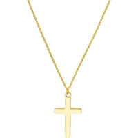 Olas d'Oro - 14K Yellow Gold Curved Cross Adjustable Necklace - Faith Symbol Jewelry