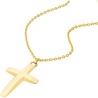 Olas d'Oro - 14K Yellow Gold Curved Cross Adjustable Necklace - Faith Symbol Jewelry