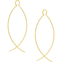 Olas d'Oro - 14K Yellow Gold Curved Wire Threader Earrings Sleek and Elegant Design