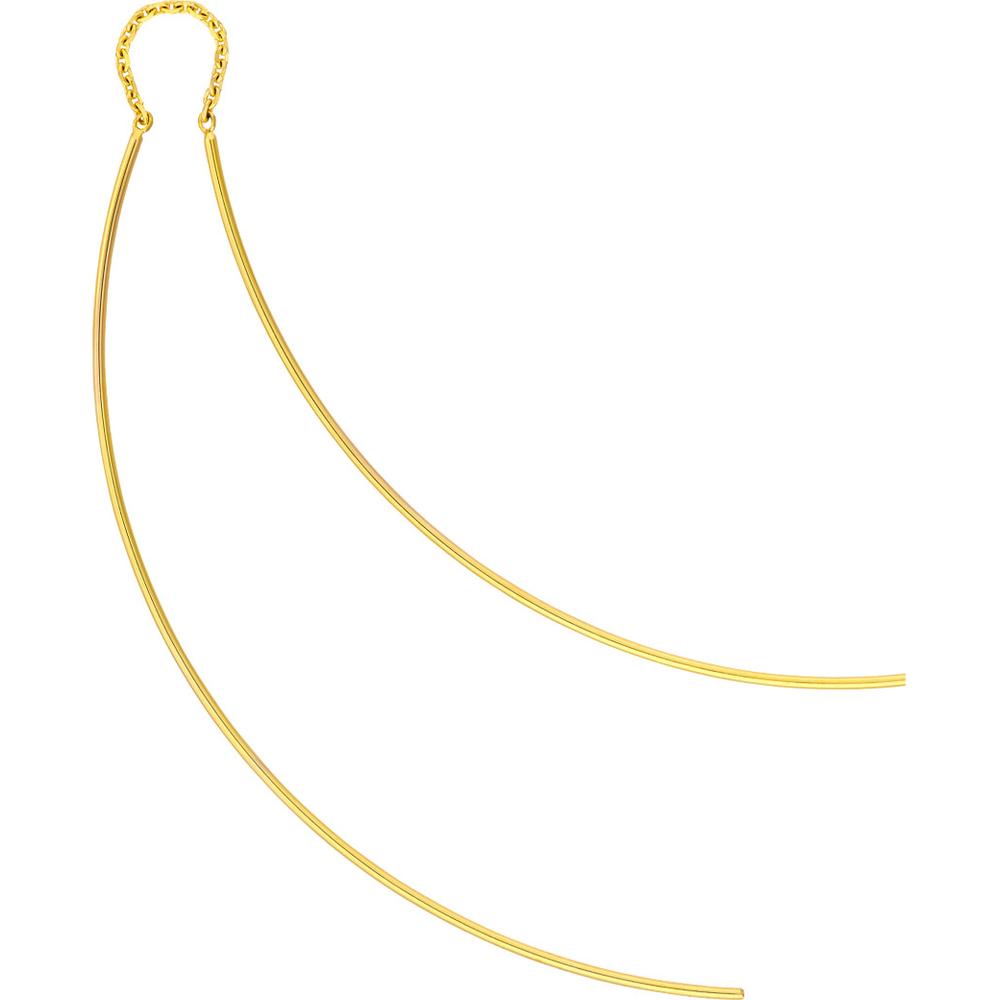 Olas d'Oro - 14K Yellow Gold Curved Wire Threader Earrings Sleek and Elegant Design