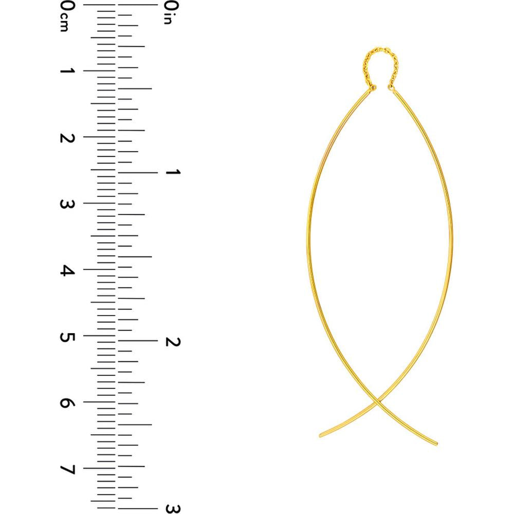 Olas d'Oro - 14K Yellow Gold Curved Wire Threader Earrings Sleek and Elegant Design
