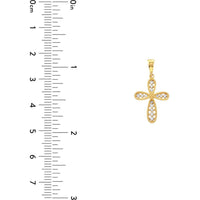 Olas d'Oro - 14K Yellow Gold CZ Beaded Filigree Cross Pendant