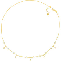 Olas d'Oro - 14K Yellow Gold CZ Bezel Station and Drop Adjustable Choker Necklace